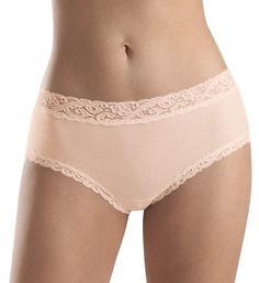 This exquisite brief panty is lavished with stretch scroll lace at the waist and leg openings for a beautiful finish. Hanro lingerie items are cherished pieces that will last for years to come. Made of 100% mercerized cotton, which is prized for its lustrous and super-soft feel, with lace of polyamide/elastane. High-rise styling covers more of your tummy. Stretch scroll lace adds a lavishly feminine touch. Seamless sides for less friction and chafing. Mercerized cotton has a beautiful luster and Feminine Delicate Lace Brief Bottoms, Elegant Stretch Lace Briefs, Fitted High-cut Leg Bottoms With Delicate Lace, Fitted Bottoms With Delicate Lace And High-cut Leg, Feminine Lace Brief Bottoms, Elegant Lace Bottoms With Lace Trim, Elegant Lace Trim Brief Bottoms, Elegant Stretch Lace Bottoms, Elegant Stretch Bottoms With Delicate Lace