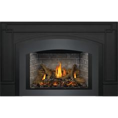 an image of a fire place that is built into the side of a fireplace with logs