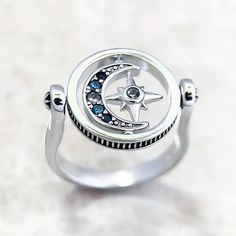 Star Moon Ring Spiritual Jewelry-MoonChildWorld Rings For Friends, China Moon, Witch Ring, Cosmic Ring, Crescent Moon Ring, Bohemian Style Jewelry, Gothic Rings, Fidget Rings, Moon Ring