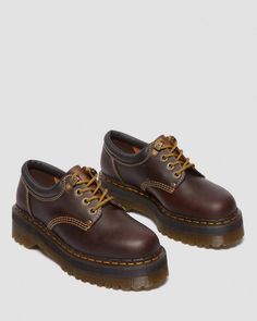 8053 Quad, Dr Martens 8053, Platform Casual Shoes, Black Platform Shoes, Lace Socks, Mode Inspo, Crazy Horse, Pretty Shoes, Boots For Sale