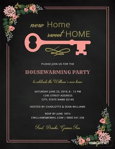 a black and pink housewarming party with flowers