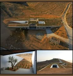 an aerial view of a house in the desert