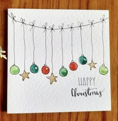 Christmas Lights Watercolor Painting, Cute Watercolour Christmas Card, Easy Watercolor Christmas Cards Tutorial, Water Colored Christmas Cards, Watercolour Painting Christmas, Line And Wash Christmas Cards, Hand Drawn Christmas Card Ideas