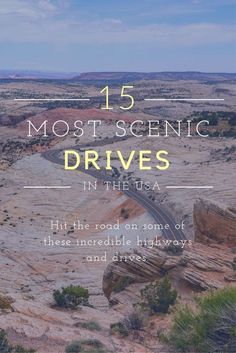 the cover of 15 most scenic drives in the usa, with text overlaying it