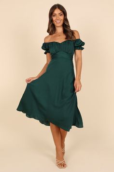 Mickenna Sweetheart Frill Midi Dress - Emerald - Petal & Pup USA Cross Overlay, Off Shoulder Cocktail Dress, Petal And Pup, Emerald Dresses, Usa Dresses, Dresses By Length, Guest Outfit, Event Dresses, Wedding Guest Outfit