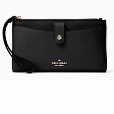 Nwtkate Spade Phone Wallet & Wristletnew Kate Spade Studs, Black Leather Clutch, Quilted Backpack, Wallet Wristlet, Kate Spade Handbags, Pink Purse, Wristlet Wallet, Leather Wristlet