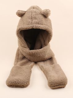 Camel Casual   Polyester Plain Other Hats Embellished  Fall/Winter Women Accessories Cute Winter Hats, Funky Hats, Bunny Hat, Funny Hats, Fall Hats, Bear Hat, Bear Ears, Hooded Scarf, Winter Cap