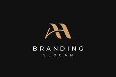 the logo for branding company is shown in black and gold colors on a dark background