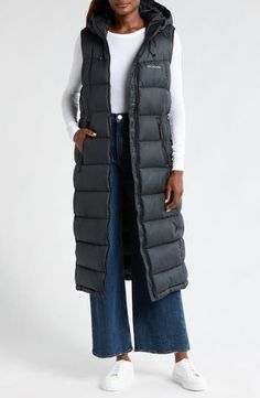 Long Puffer Vest Outfit, Long Puffer Vest, Puffer Vest Outfit, Vest Outfit, Thrift Inspo, Weather Seasons, Long Puffer, Lake Water, Style Inspiration Fall