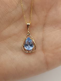 This is a beautiful pear teardrop pendant design. It is set in real solid 14Kt Gold and the chain is 14Kt Gold as well.  I have this pendant available with all gemstones that you can see in my store. You can choose if you want 14Kt White Gold, 14Kt Yellow Gold or 14Kt Rose Gold.  This is the perfect gift for mom, wife, fiancee, girlfriend, valentine, daughter, family or friend. It is a special gift for mother's day, valentine's day, wedding, anniversary, birthday, Christmas, Easter, New Year's a Yellow Gold Pear-shaped Gemstone Drop Necklace, Pear-shaped Gemstone Drop Necklace In Yellow Gold, Pear-shaped Birthstone Drop Necklace, Aqua Necklace, March Birthstone Necklace, Pretty Jewelry Necklaces, Blue Topaz Necklace, Wedding Jewelry Set, Gold Pendant Jewelry