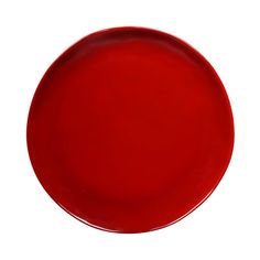 an empty red plate on a white background