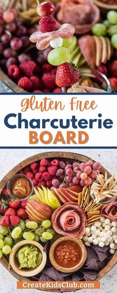 the gluten free charcuterie board is full of fruits and vegetables