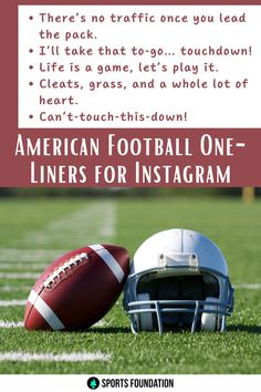 an american football ball and helmet on the field with text that reads, there's no traffic once you lead