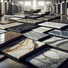 an array of marble tiles arranged in rows