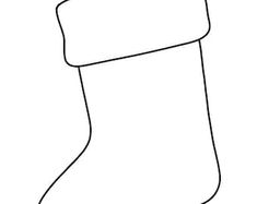 a black and white drawing of a christmas stocking with a santa hat on top