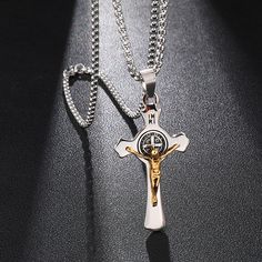 SPECIFICATIONS Shape\pattern: Cross Shape: Cross Pendant Size: 51mm*32mm Necklace Type: Pendant Necklaces Material: 316L stainless steel Material: Metal Item Type: Necklaces Chain Type: Link Chain Chain Length: 60cm