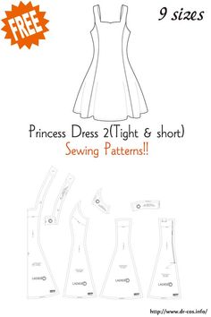 the princess dress sewing pattern is shown