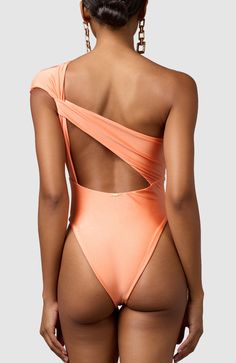 This stunning one piece swimsuit will have you feeling effortlessly classy. It elegantly caps one shoulder and drapes in the back to create a stunning asymmetrical look that will not disappoint. Thick double-lined fabric High cut at legs Cheeky bottoms Corset Style, Nordstrom Store, Anniversary Sale, High Cut, One Piece Swimsuit, Aurora, One Shoulder, Coral, How Are You Feeling