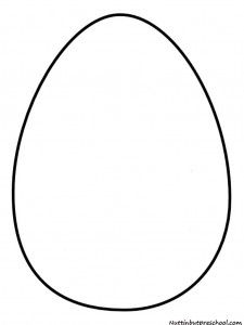 an egg is shown in black and white, with the outline on it's side