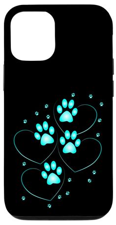 glow in the dark phone case with dog paw prints on it, designed for samsung galaxy s7