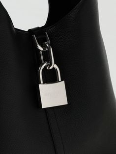 Shoulder Bag BALENCIAGA Woman color Black Rectangular Travel Bucket Bag With Branded Hardware, Leather Top Handle Bag With Lock, Modern Travel Bag With Lock, Leather Double Handle Bag With Lock, Travel Shoulder Bag With Lock And Double Handle, Double Handle Leather Bag With Lock, Modern Travel Satchel With Lock, Business Leather Shoulder Bag With Lock, Rectangular Business Bag With Lock