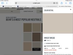 an image of a web page with the text behr's 8 most popular neutrals