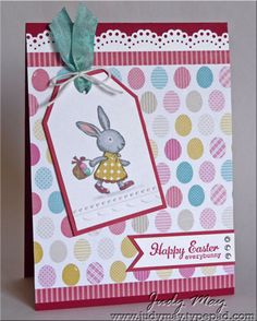 a handmade card with a bunny on it