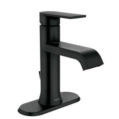 a black faucet on a white background with no one in the room to use it