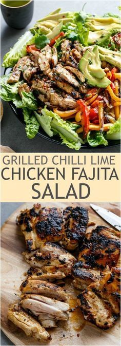 grilled chilli lime chicken fajita salad is an easy and healthy meal