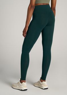 About Our Tall Women's Leggings Maximum comfort meets maximum length. You'll want to wear these tall women's leggings all day long. We thoughtfully designed this pair to be a staple in your everyday collection that you can reach for time and time again. They're created with your long legs and torso in mind, with an extended inseam that'll go past your ankles and a flattering high-rise fit with a wide waistband. Our long leggings for tall women are made of a lightweight cotton and spandex blend t Tall Leggings, Green Leggings, Long Leggings, Cotton Leggings, Tall Women, Wide Waistband, Tall Guys, Oversize Hoodie, Long Legs