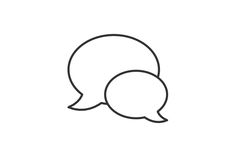 two speech bubbles are shown in black and white, with one bubble above the other