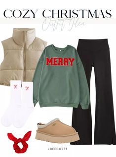 comfy christmas leggings outfit Cozy Christmas Party Outfit, Comfy Cute Christmas Outfit, Comfy Christmas Eve Outfits, Christmas Sweater Outfits Women, Oversized Christmas Sweater Outfit, Christmas Workout Outfit, Wfh Outfits Winter, Easy Holiday Outfits, Christmas Day Outfit Women Casual