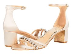 Jewel Badgley Mischka Giona | Zappos.com Bride Shoe, Mother Of The Bride Shoes, Prom 2022, Jewel Badgley Mischka, Badgley Mischka Shoes, Wrap Heels, Gold Shoes, Bride Shoes, Evening Look