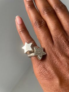 Sterling silver    size 5 Stars Ring, Four Horsemen, Twin Stars, Pop Bottles, Star Ring, Girly Jewelry, Blue Cream, Rings Statement, Fabric Material