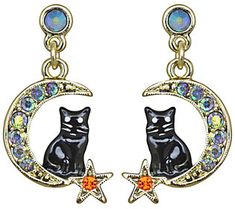 These whimsical, sparkly moon earrings are the cat's meow. From Kirks Folly. Opposite Outfits, Sekhmet Goddess, Whimsigoth Jewelry, Kirks Folly Jewelry, Glitter Necklace, Vocaloid Kaito, Queen Earrings, Magnetic Necklace, Autumn Necklace