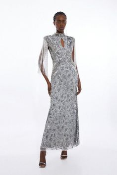 Petite Embellished Beaded Cap Sleeve Woven Maxi Dress | Karen Millen Wedding Guest Dress Sparkle, Hen Do Outfits, Petite Wedding Guest Dresses, Workwear Capsule Wardrobe, Latest Maxi Dresses, Petite Maxi Dress, Beaded Embellishments, Outfits For Mexico, Spring Wedding Guest Dress