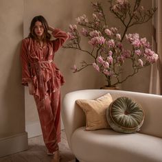 Perfect for slipping on after a long day, this Short robe has been crafted from silk velvet for the softest fit. With a velvet exterior finish, the elegant maxi silhouette boasts an open neckline for breezy movement, enhanced further by splits to the long-sleeved. Match with our camisole and pant velvet pyjama set to complete the luxuriously look.  -Composition: 65% Silk, 35 % Viscose -Hand wash in lukewarm water / Dry clean About our velvet: At The Annam House, we crafted our pyjamas/ loungewea Purple Pajamas, Old Rose, Purple Velvet, Silk Slip, Pyjama Set, Silk Velvet, Independent Designers Fashion, Badger, Fashion Jewellery