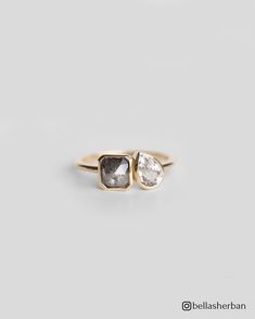 two stone ring in yellow gold