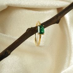 Emerald Ring | Gold Emerald Ring | 14k Solid Gold Shiny Emerald Baguette Ring Rectangular 14k Gold Emerald Ring As Gift, 14k Gold Rectangular Emerald Ring Gift, Fine Jewelry Baguette Cut Emerald Ring Gift, Baguette Cut Solitaire Birthstone Ring Gift, Emerald Cut Crystal Ring In 14k Gold, Minimalist Baguette Cut Emerald Ring, Yellow Gold Baguette Cut Birthstone Ring Gift, Baguette Cut Solitaire Ring As Gift, Fine Jewelry Baguette Cut Ring As Gift