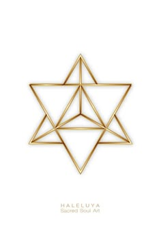 the golden star of david on white background with text haleluya sacred soul art