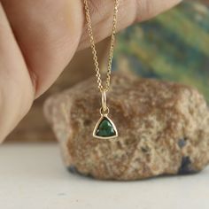 Unique Triangle Gemstone Pendant - Handcrafted Emerald Trillion Necklace. Unique Triangle Gemstone Pendant - Handcrafted Emerald Trillion Necklace Gemstone ✦ 𝗟𝗮𝗯 𝗚𝗿𝗼𝘄𝗻 / 𝗖𝗿𝗲𝗮𝘁𝗲𝗱 𝗘𝗺𝗲𝗿𝗮𝗹𝗱 - 𝗠𝗮𝗻 - 𝗠𝗮𝗱𝗲 ✦ Trilliant / Triangle Rose Cut -  ✦ Color -Green ✦ Excellent / Very Good Cut - Size (mm) : 4 mm (approx) ✦ Setting :  Bezel ✦ Bail - 4mm Diameter Inside ✦ READY TO SHIP - GIFTS ✦ ( ONLY CHARM - PENDANT - SELECT CHAIN as per order ) Metal  ✦ Made of recycled 𝗦𝗼𝗹𝗶𝗱 𝗚 Yellow Gold May Birthstone Necklace For Wedding, Minimalist Jewellery, May Birthday, Emerald Pendant, Necklace Unique, Necklace Gemstone, Gifts Wedding, Gold Charm, Diamond Gemstone