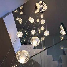 hanging crystal lights Crystal Light Fixture, Drop Chandelier, Modern Lighting Chandeliers, Crystal Pendant Lighting, Staircase Chandelier, Seeded Glass, Ball Pendant, Bubble Glass, Globe Lights