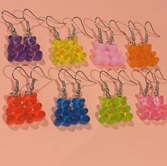 Neon Transparent Colourful Kawaii Mini Candy Bear Silver | Etsy Cute Colorful Earrings For Gifts, Cute Colorful Earrings As Gift, Cute Colorful Earrings For Gift, Colorful Cute Party Jewelry, Cute Plastic Party Earrings, Colorful Cute Dangle Jewelry, Cute Resin Earrings For Party, Cute Green Earrings For Birthday, Trendy Plastic Earrings For Gift