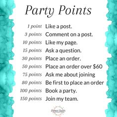 the party points list is shown with blue watercolor paint and white writing on it