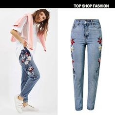 With the print patterns, this type of pant belongs to fashionable style. This type of pant belongs to slim fit type, which can let the girls and ladies wearing it taller and thinner. You can wear it to go shopping, visit and so on. I¡¯m sure you will like it.Material: DenimColors: BlueSize: XS, S, M, L, XL, 2XLWaistline: High WaistPocket: YesPattern: PrintFit Type: SlimOccasion: Casual, Street, ClubSeason: Sprint and AutumnClose Type: Zipper Trendy Straight Leg Pants With Floral Embroidery, Trendy Embroidered Cotton Pants, Trendy Embroidered Straight Leg Pants, Trendy High Rise Bottoms With Floral Embroidery, Spring Ankle-length Jeans, Casual High Waist Pants With Floral Embroidery, Trendy Embroidered Pants For Fall, Trendy Tapered Leg Pants For Spring, Trendy Ankle-length Jeans For Summer