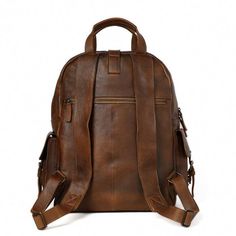 Backpack Men Full Grain Handmade Leather Backpack Cool Backpacks 9045 #backpackingclothes Large Capacity Leather Business Backpack, Classic Leather Backpack With Large Capacity, Outdoor Leather Backpack With Zipper Closure, Leather Laptop Bag With Large Capacity, Leather Laptop Backpack With Large Capacity, Large Capacity Leather Laptop Backpack, Casual Leather Satchel Backpack For Business, Casual Brown Backpack For Business, Casual Business Leather Satchel Backpack