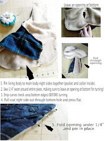 the instructions for how to make a dog coat with fleece and flannel