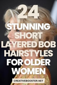 Click for More ➡️ | Save for Later ❤️  Seeking fresh hair inspiration? Explore 24 stunning short layered bob hairstyles for older women that add volume, enhance natural beauty, and embrace the latest trends. From textured pixie bobs to sleek inverted styles, these cuts suit all hair types and colors. Discover the perfect look to complement your lifestyle and make this your most fabulous year!  #ShortBob #LayeredBob #OlderWomenHairstyles #HairTrends2024 #ChicHairstyles #BobHaircut #ShortHairTransformatio Short Layered Bobs For Fine Hair Over 50, Choppy Bob Hairstyles Messy Lob Over 50, Choppy Bob Hairstyles For Fine Hair Short Styles, Bob Over 50 Older Women, Women’s Layered Short Hairstyles, Short Hair With Layers Bob Cut, Short Hair Bobs 2024, Short Layered Bobs For Fine Hair