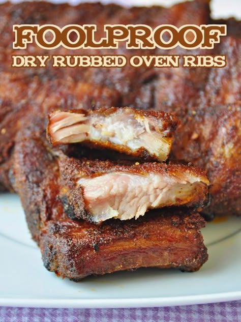 This set it and forget it recipe is perfect for Superbowl game day food. These have a perfectly seasoned dry rub & are very slowly oven roasted to succulent perfection. Oven Ribs, Ribs In Oven, Dry Rub Recipes, Rock Recipes, Dry Rubs, Pork Rib Recipes, Bowl Party Food, Rub Recipes, Superbowl Party Food