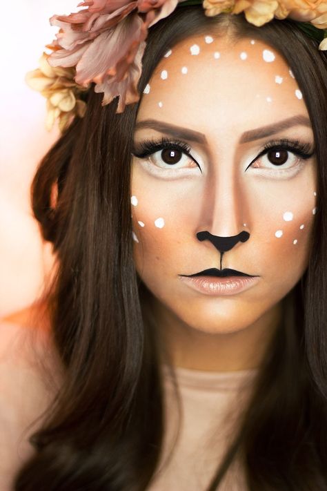 Deer Halloween Makeup, Deer Halloween Costumes, Carnaval Make-up, Make Up Diy, Deer Makeup, Halloweenský Makeup, Halloween Make-up Looks, Deer Costume, Halloween Makeup Diy